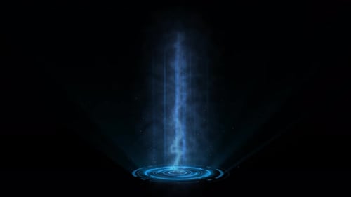 Futuristic Blue Energy Beam Holographic Reveal Animation