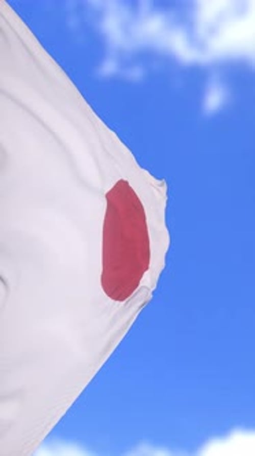 Waving National Flag of Japan for Vertical Video