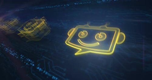 Chatbot ai online assistant support symbols loop cyber loop concept