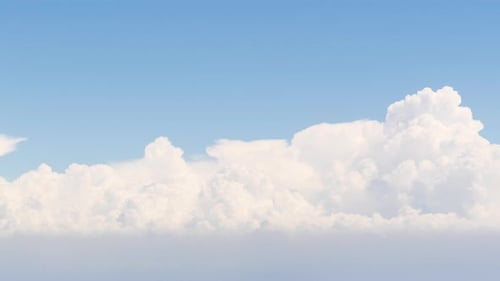 Timelapse Fluffy and Dense Clouds on One Half of the Bright Blue Sky.