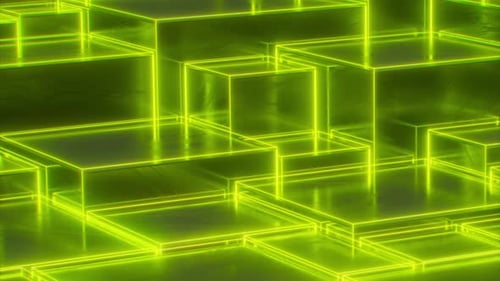 Rising Cubes avec boucle néon verte