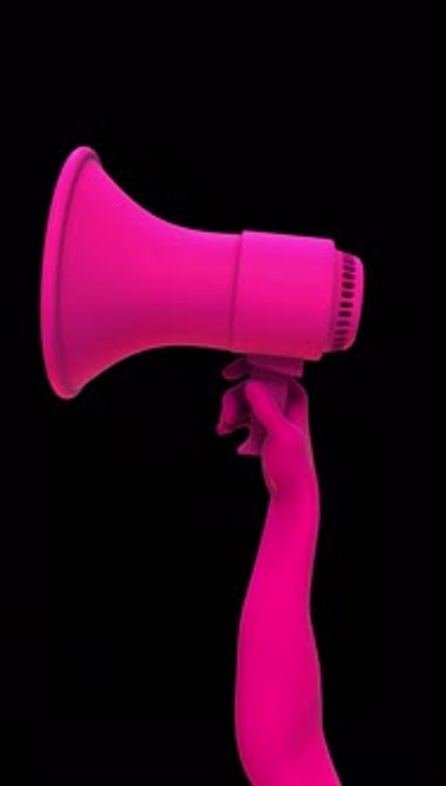 Pink 3D Megaphone Hand Announcement Animation