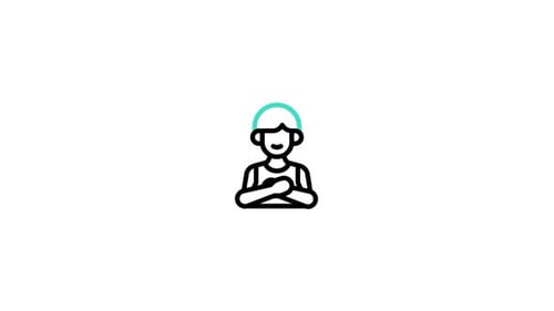 Animated Flat Design Icon of a Person with Crossed Arms
