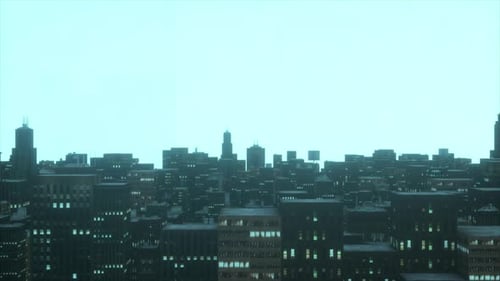 Futuristic city with skyscrapers. Retro city landscape background for video games, vj and dj