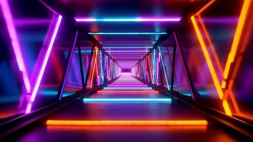 Futuristic Neon Glowing Tunnel SciFi Corridor Loop