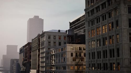 Edificios de piedra art decó en la ciudad de Chicago