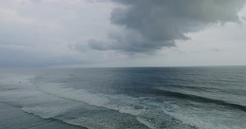 Aerial view of the Indian Ocean and a cloudy sky, Bali, Indonesia