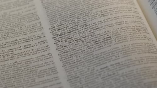 Civil Disobedience Political Dictionary Highlighter Concept, highlighting a word in a dictionary