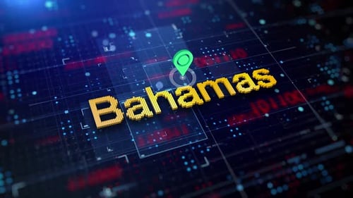 Pixelierter Name des Landes Bahamas