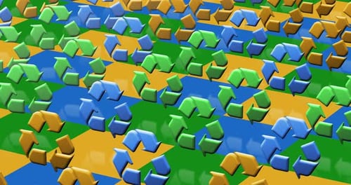 Recycling ecology multiple 3d symbol loop seamless