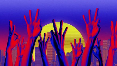 Ok Sign Hands Retro Abstract Background