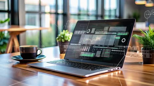 Futuristic Business Data Analysis Heads-Up Display Animation