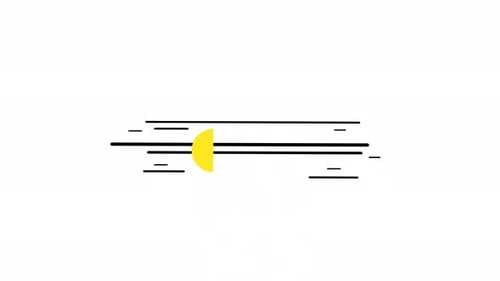 Flat Design Horizontal Speed Lines Element with Yellow Semicircle