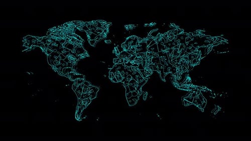 Abstract Digital World Map Network Line Animation