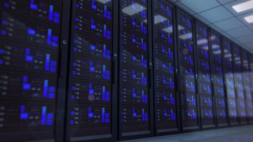 Futuristic Data Center Server Rack Loop Animation