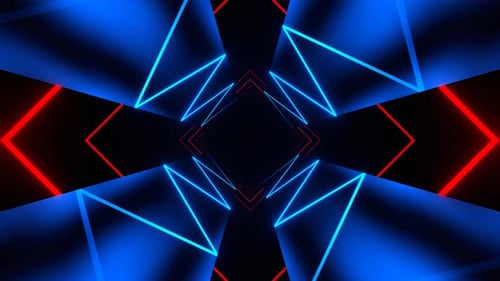 Red And Blue Neon Light Moving Tunnel Background Vj Loop In 4K