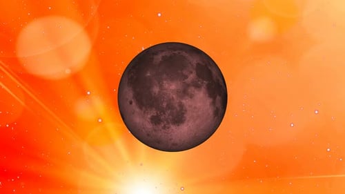 Rotating Planet with Sun Rays and Bokeh Background