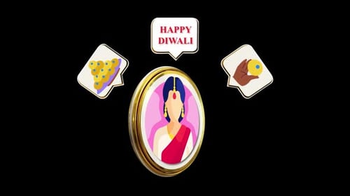 Happy Diwali Indian Icon Loop Animation