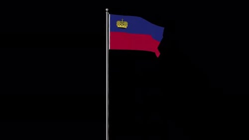 Realistic 3D Liechtenstein Flag Waving with Alpha Channel
