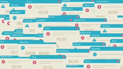 Animated Flat Design System Error Warning and Question Pop-ups