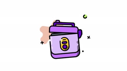 Flat Design Animated Rice Cooker Icon