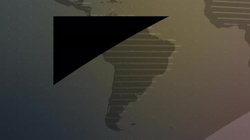 Headline Collection: Dark black canvas with close up of a rotating globe swiping in from the bottom