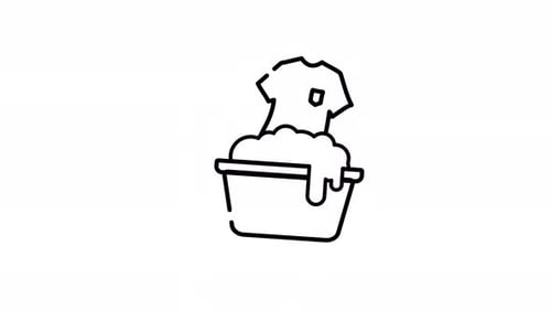 Minimalist Line Art Laundry Washing Animated Icon