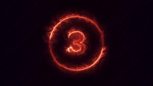 Fiery Digital Countdown with Energetic Glowing Numbers