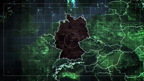 Digital Glitch Map of Europe Highlighting Germany