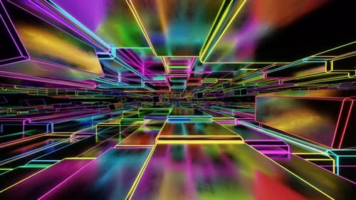 Neon Rainbow Abstract Tunnel Video
