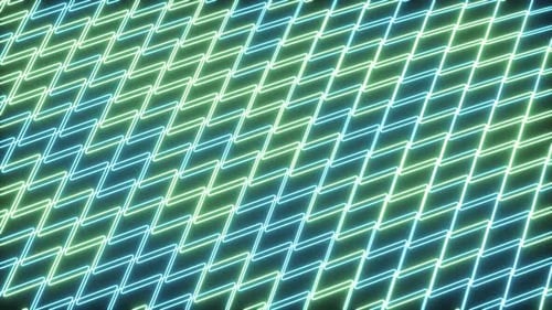 Green Glowing Wave Neon Grid