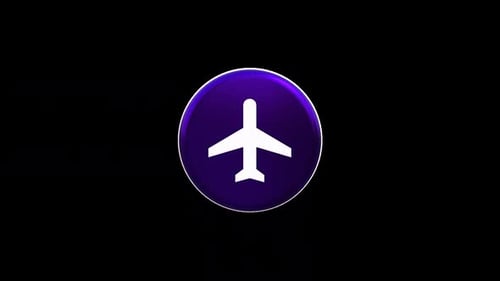 Glossy 3D Airplane Icon Rotating Animation
