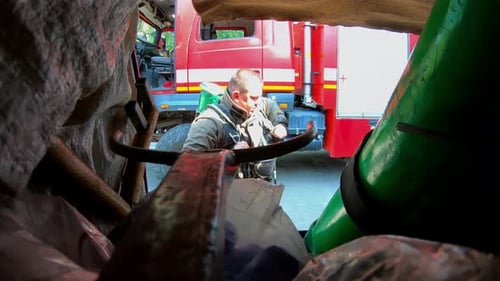 Firefighter Preparing for Work in Sunny Weather