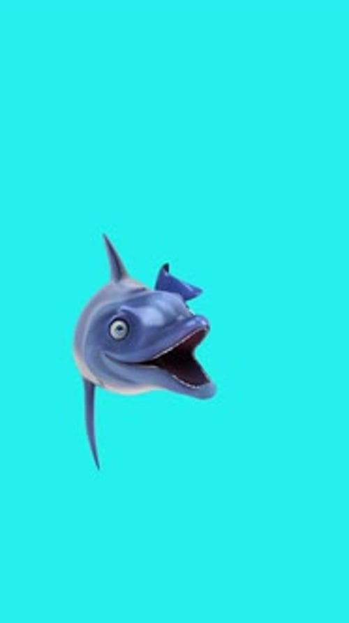 Lustige vertikale 3D-Cartoon-Delfinanimation (inklusive Alphakanal)