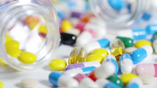 dietary supplements and vitamins in various forms, sizes including capsules, tablets,