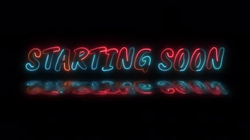 Stream starting soon neon text animation suitable for video live streaming. Animated neon text.