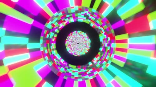 Space Tunnel Green With Blue Red And Purple Tube Vj Loop Background