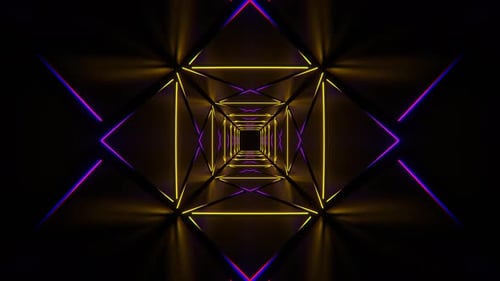 Purple And Yellow Neon X Tunnel Background Vj Loop In 4K