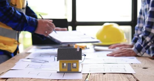 Architects Reviewing Plans on a Table Indoors