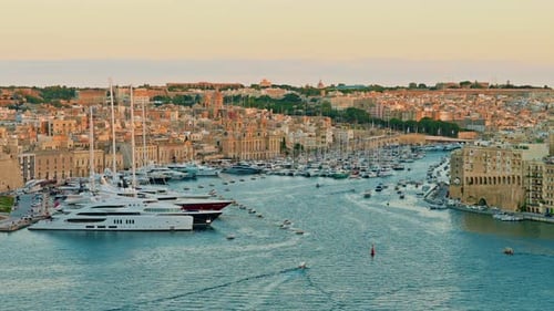 View of Birgu City at Sunset Malta Island
