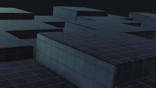 Futuristic Abstract 3D Landscape with Geometric Shapes