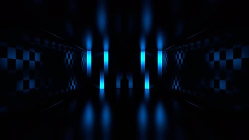 Blue Industrial Light Tunnel Techno Background Vj Loop In 4K