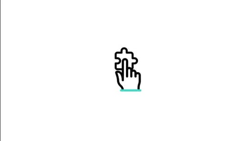 Minimalist Hand Clicking Puzzle Piece Icon Animation