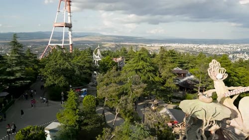 Flying Over Mtatsminda Park Main Entrance