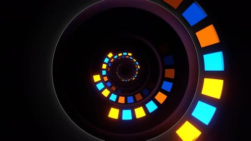 Orange And Blue Neon Slow Strobe Rings Background Vj Loop In 4K