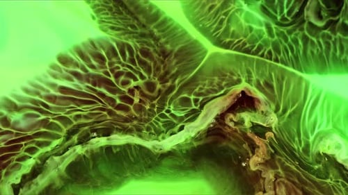 Abstract Cellular Ink Flows Green and Brown