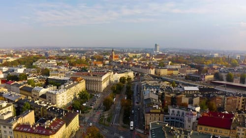 Aerial View of Cityscape in Europe on Sunny Day