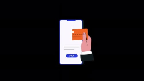 Hand Inserting Bank Card for Payment Concept Animation Video - Transparent