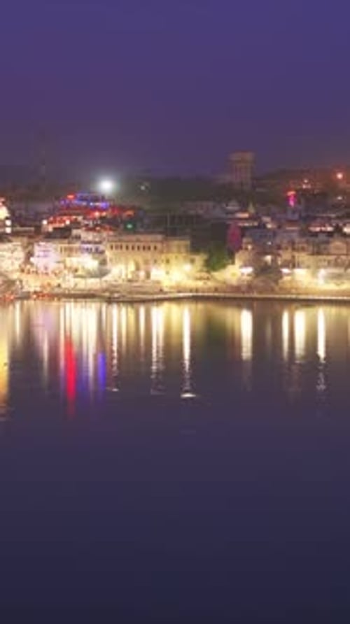 Ville de pèlerinage hindouiste indienne, ville sacrée sacrée hindoue de Pushkar avec Pushkar Ghats, Rajasthan, Inde