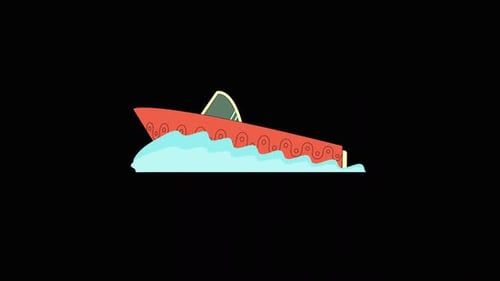 Animated Boat Sailing on Water with Waves